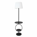 Feeltheglow Bedside Nightstand End Table Dual Shelf Decorative Floor Lamp&amp;#44; Black FE2754688